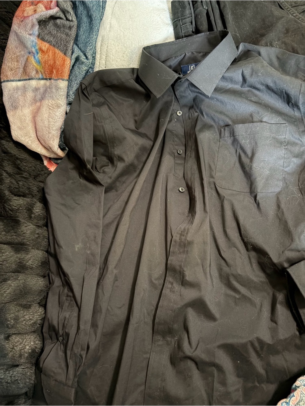 George Black Long-Sleeve Button-Up Dress Shirt
